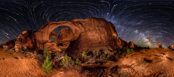 Double Arch & Milky Way Rising - 360 Panorama