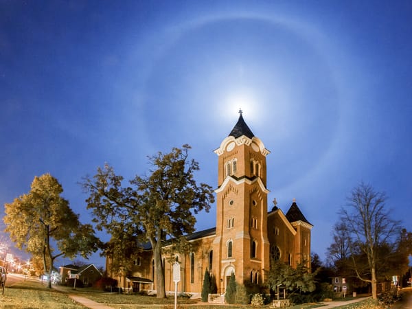 Moon Halo Over First Congregational Church