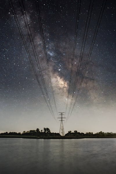 Milky Way Over Crandell Lake Power Lines